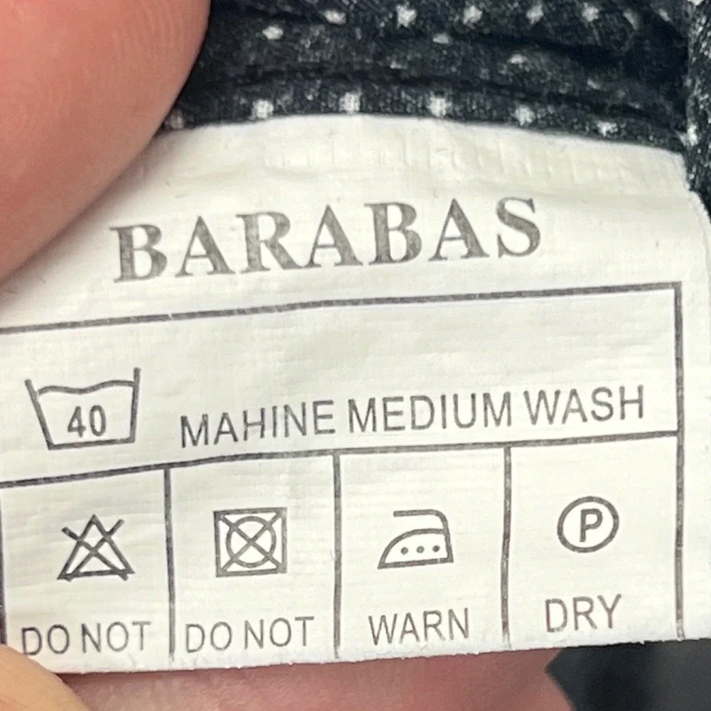 Barabas Button Down Shirt 3XL‎ Black Gray Micro Dot Striped Long Sleeve Cotton
